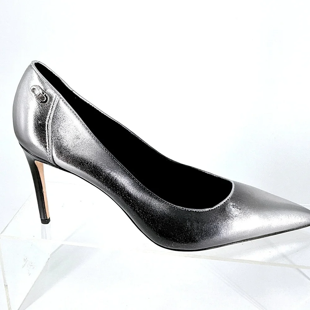 Dee Ocleppo Size 8.5 Silver Black Ombre Leather Pointed Stiletto Pumps NEW $325